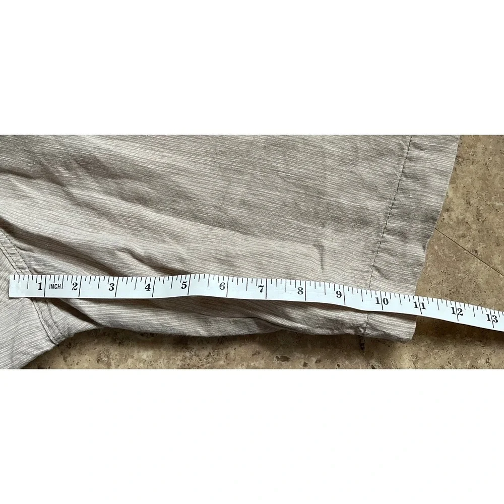 Tommy Bahama Mens 100%‎ Linen Shorts Tan White Striped Flat Front Size 36